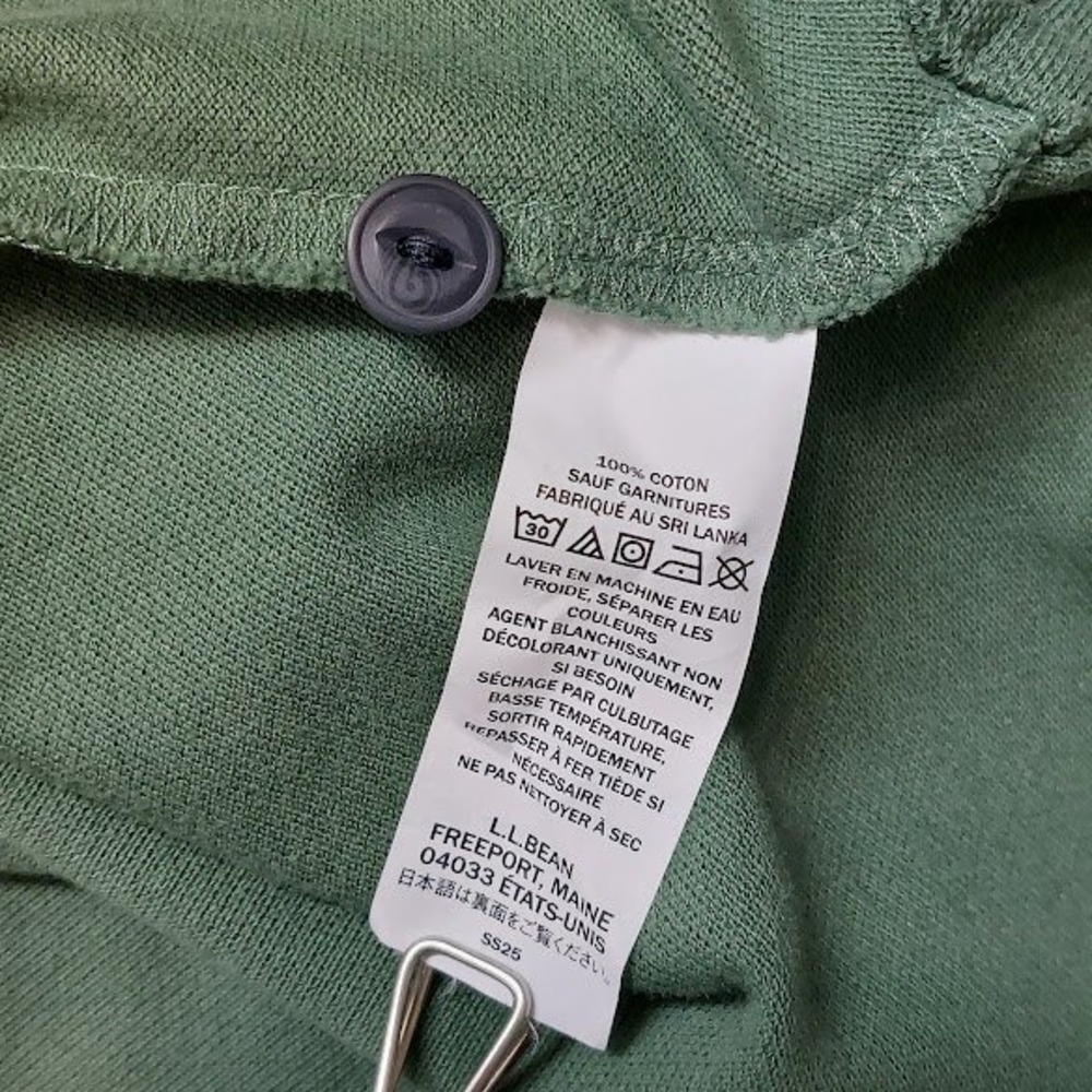LL Bean Casco Bay Polo Mens Short Sleeve Large Green Navy Contrast Pique Cotton - Picture 7 of 8